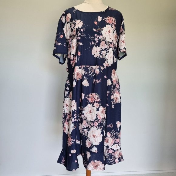 Lorraine Multicolour Floral Frill Hem A-Line Dress Size 16 - Picture 2 of 8
